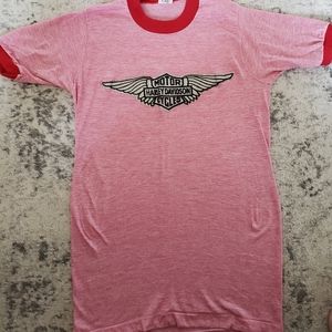Vintage Harley Davidson ringer slim tee S